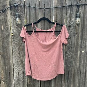 CLEARANCE 3/$15 Mudd Peachy Dusty Rose Pink Cold Shoulder Blouse Size XS